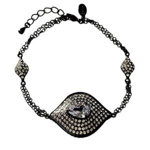Joan Boyce Gunmetal Evil Eye Bracelet with Crystals